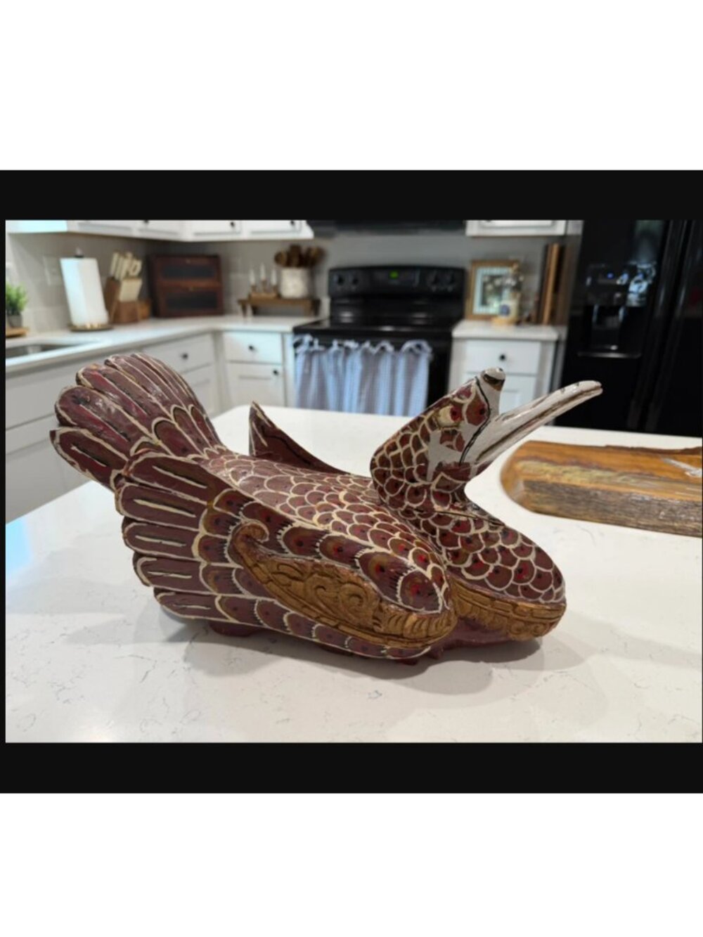 LARGE Vintage Balinese Bali Wooden Duck Sculpture Wood Hand-Carved Hand-Painted